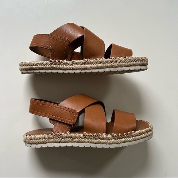 VINCE. Brown Leather Espadrille Velcro Cross Sandals - Picture 3 of 5